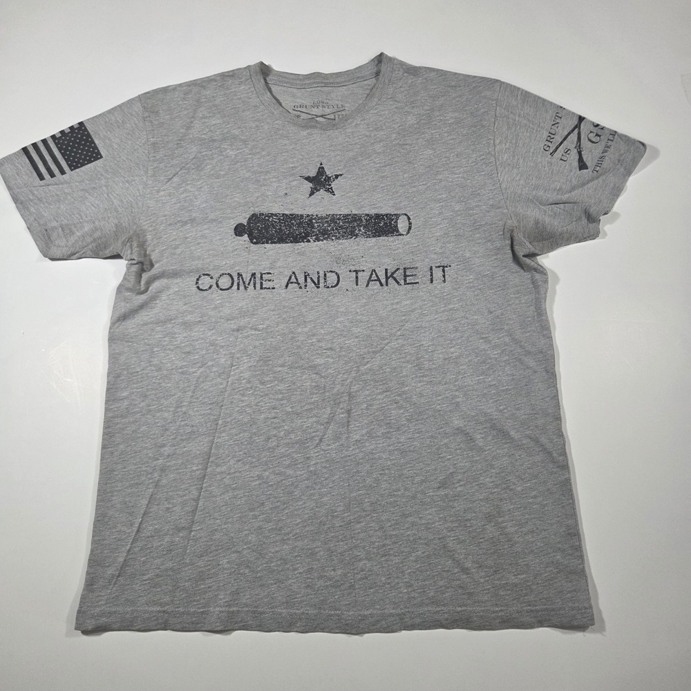 Grunt Style Mens Come And Take It Graphic Tee Gray Short Sleeve Shirt Large